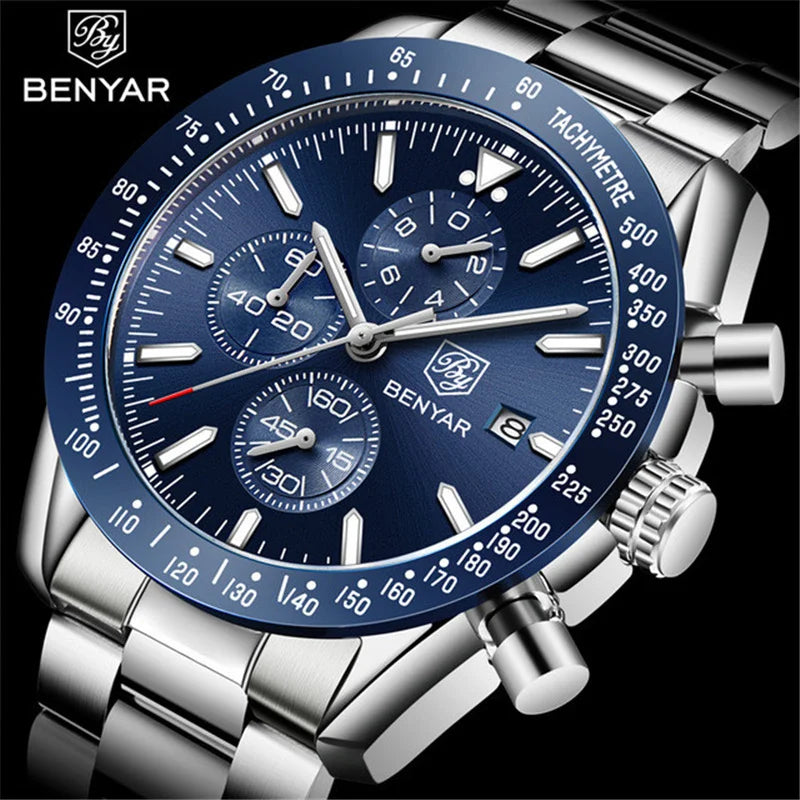 Watch BENYAR Top Brand Luxury Full Steel Business Quartz Watch Men Casual Waterproof Sports Watches Clock Relogio Masculino Men