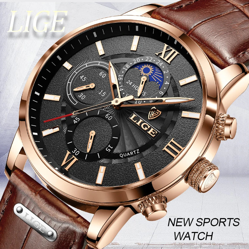 LIGE 2024 Men’s Luxury Watch – Timeless Elegance and Modern Functionality