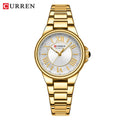 CURREN 9091 Women's Fashion Quartz Watch – Elegant Rose Gold Stainless Steel, Waterproof, Simple Roman Numerals, Casual Ladies' Timepiece