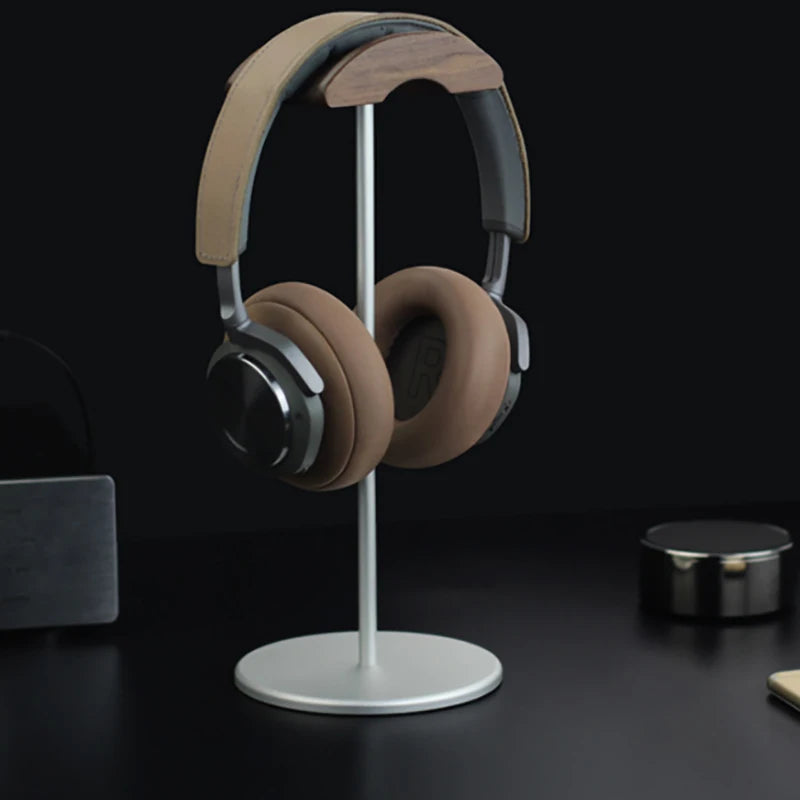 Black Walnut Wood & Aluminum Alloy Headphone Stand Gaming Headset