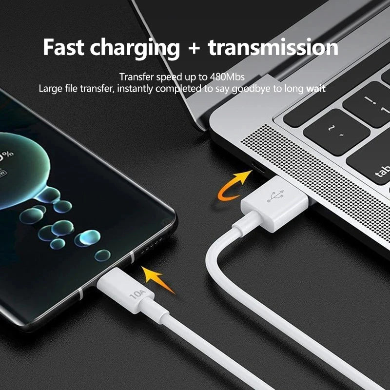 USB Type C - 120W 10A - Super Fast Charge - Support 10A ultra-fast charging and data transfer.