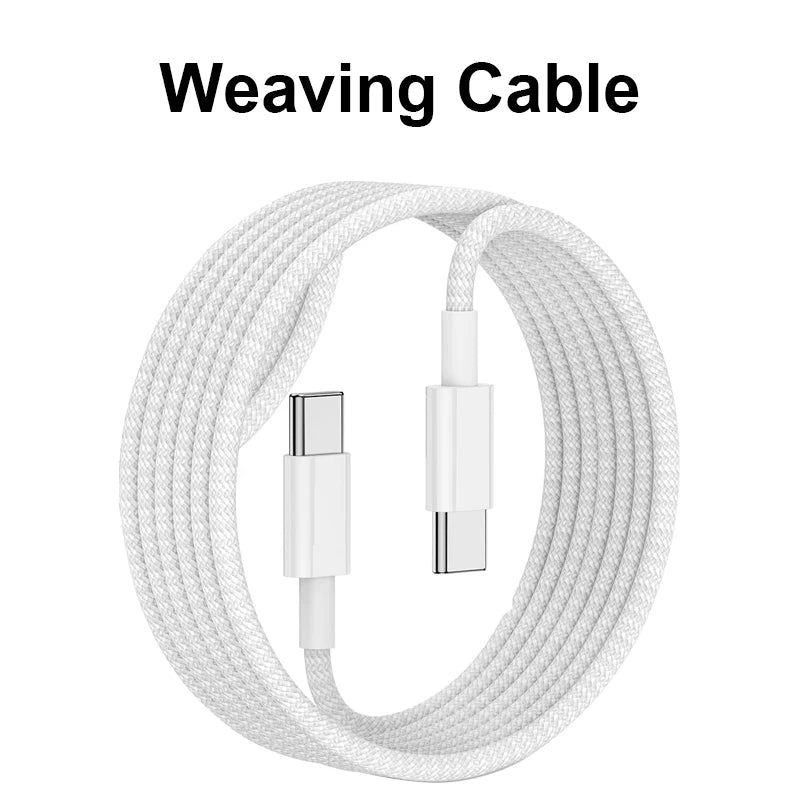 Original 60W PD Type-C to Type-C Cable – Fast Charging for iPhone 15 Pro Max, 16 Plus, Xiaomi, Redmi, Samsung, USB-C Weaving Data Cord