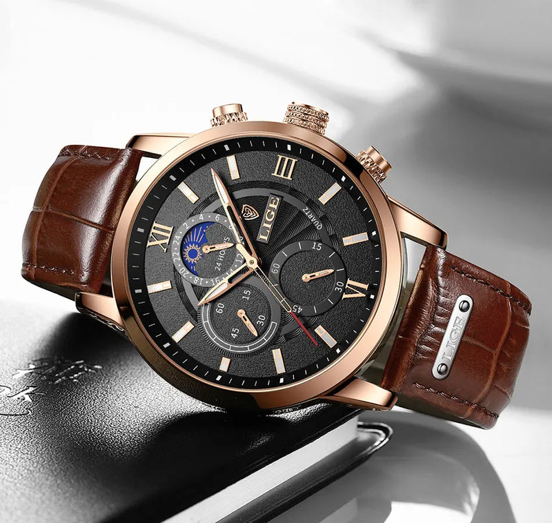 LIGE 2024 Men’s Luxury Watch – Timeless Elegance and Modern Functionality