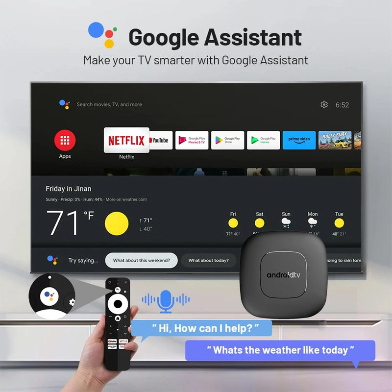 Smart TV Box Mortal T1 – Global Streaming Media Player with Android 13, Bluetooth, Google Assistant, Dual-Band Wi-Fi 2.4G/5G, and 4K Ultra HD