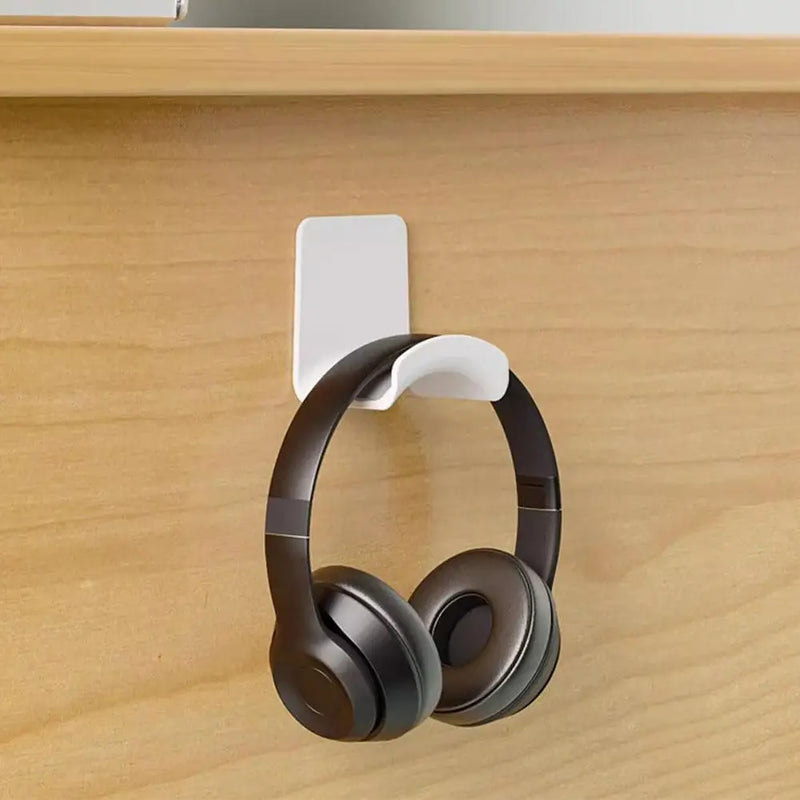 Headphone Stand Adhensive Plastic Wall Mount Hanger Under Desk