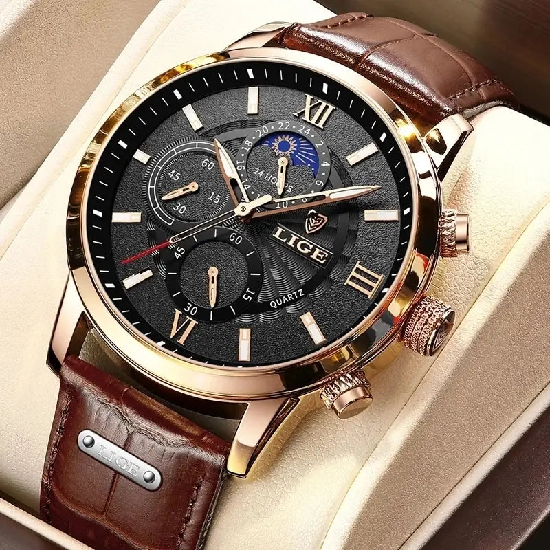 LIGE 2024 Men’s Luxury Watch – Timeless Elegance and Modern Functionality