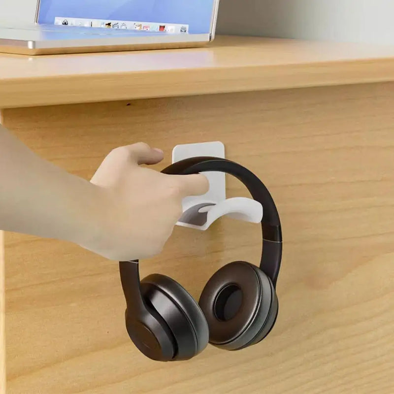 Headphone Stand Adhensive Plastic Wall Mount Hanger Under Desk