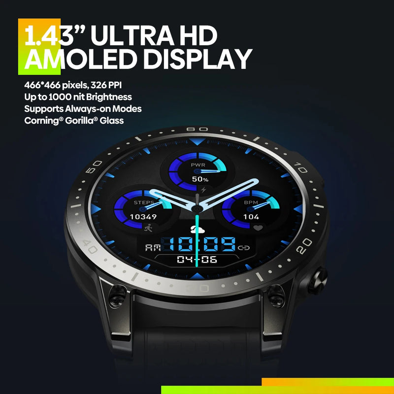 Zeblaze Ares 3 Pro Smart Watch Ultra HD AMOLED Display Voice Calling Function 100+ Sports Modes 24H Health Monitor Smartwatch