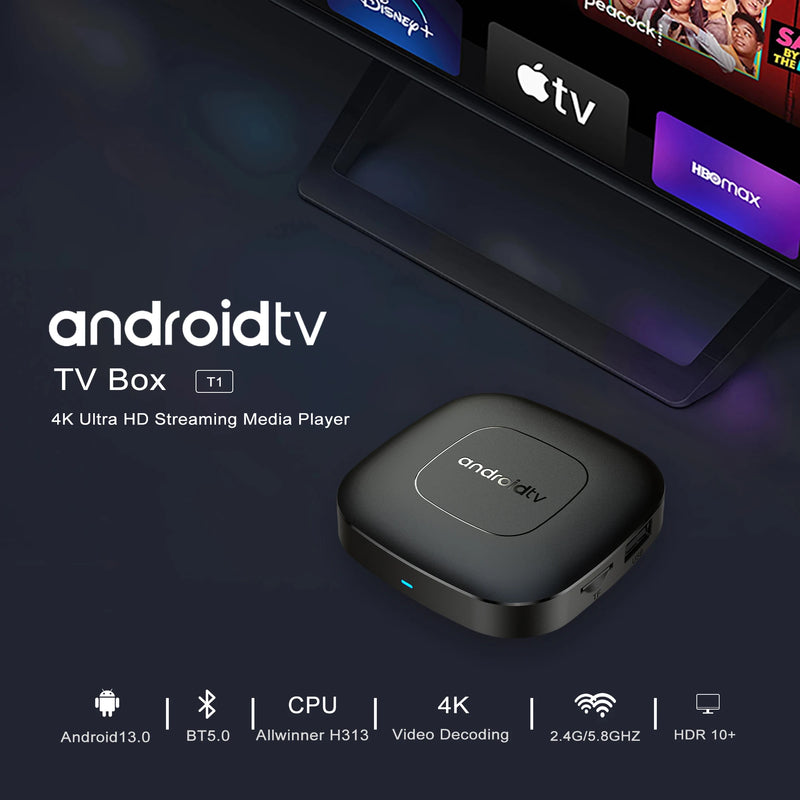 Smart TV Box Mortal T1 – Global Streaming Media Player with Android 13, Bluetooth, Google Assistant, Dual-Band Wi-Fi 2.4G/5G, and 4K Ultra HD