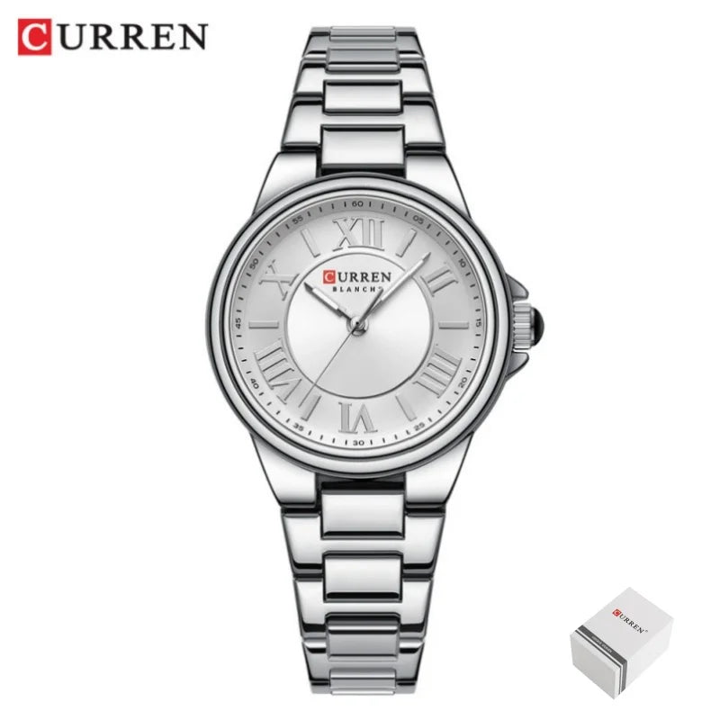 CURREN 9091 Women's Fashion Quartz Watch – Elegant Rose Gold Stainless Steel, Waterproof, Simple Roman Numerals, Casual Ladies' Timepiece