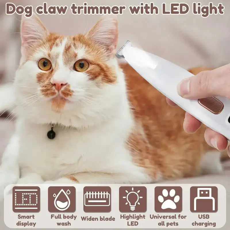 Newest Pet Paw Trimmer with Light,Fully Waterproof Pet Hair Trimmer with LED Display,Dog Cat Clippers ,Rechargeable Pet Shaver