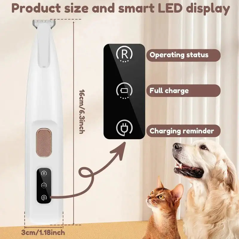 Newest Pet Paw Trimmer with Light,Fully Waterproof Pet Hair Trimmer with LED Display,Dog Cat Clippers ,Rechargeable Pet Shaver