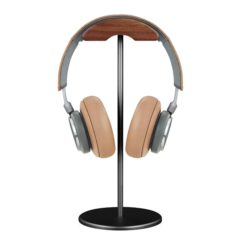 Black Walnut Wood & Aluminum Alloy Headphone Stand Gaming Headset