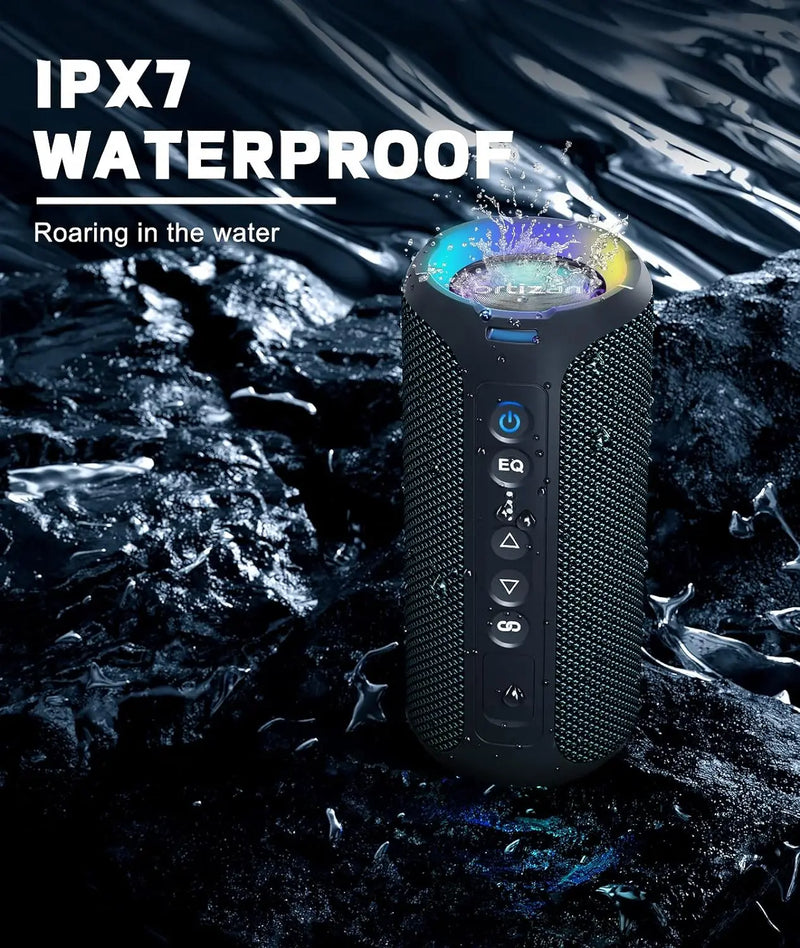 Ortizan Bluetooth Speakers 40W Enhanced Bass Portable Outdoor Wireless Speaker 30Hrs IP7 Waterproof Shower Speaker Bluetooth 5.3