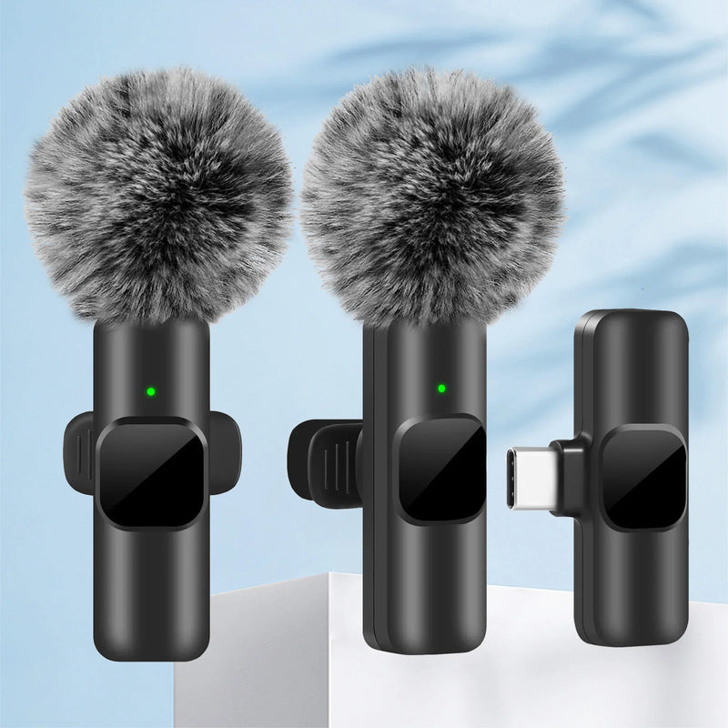 Wireless Lavalier Microphone Audio Video Recording Mini Mic For iPhone, Android, Laptop. Live Gaming, Microphone