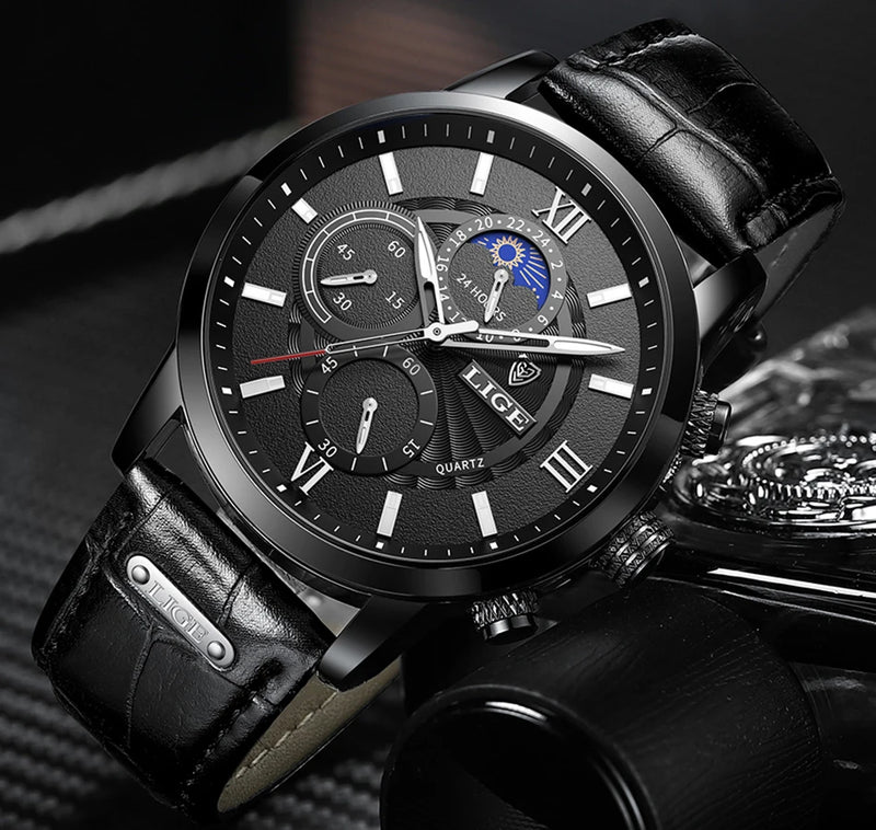 LIGE 2024 Men’s Luxury Watch – Timeless Elegance and Modern Functionality