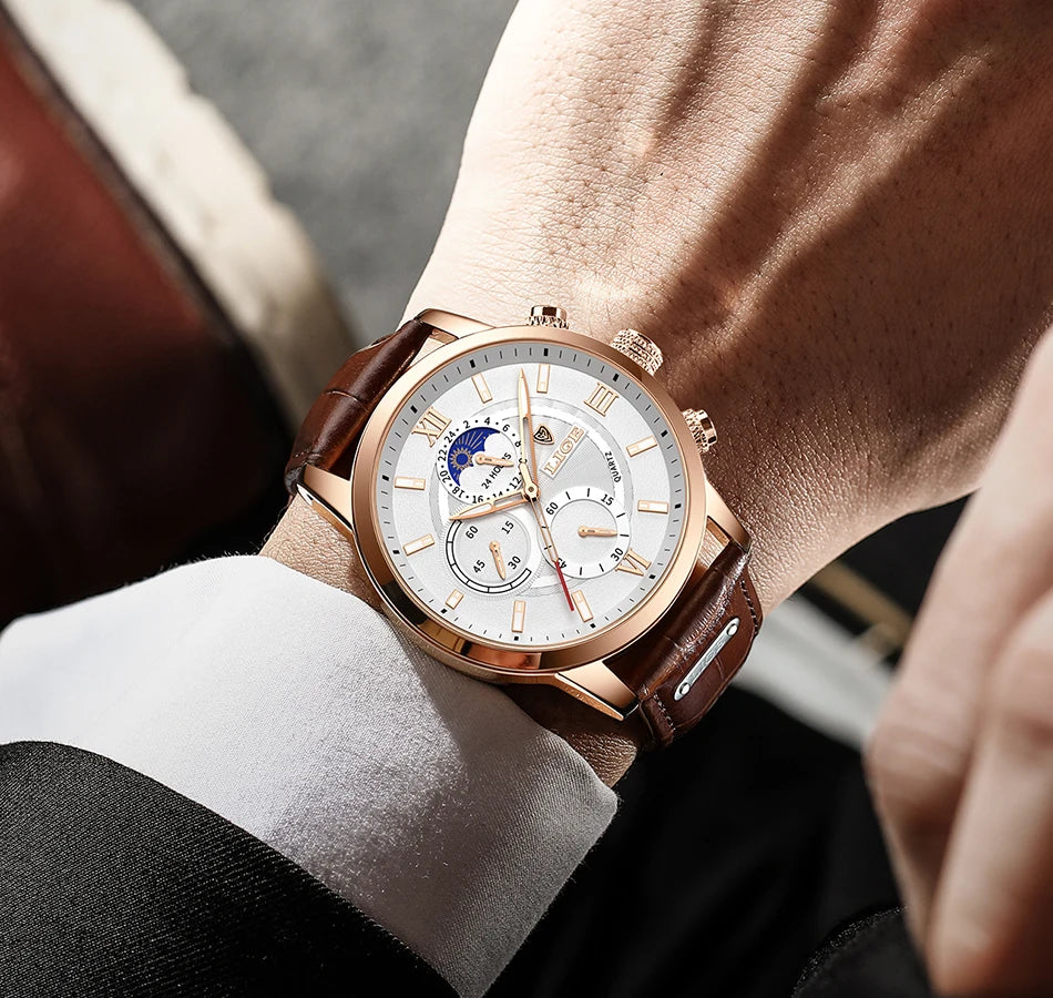 LIGE 2024 Men’s Luxury Watch – Timeless Elegance and Modern Functionality