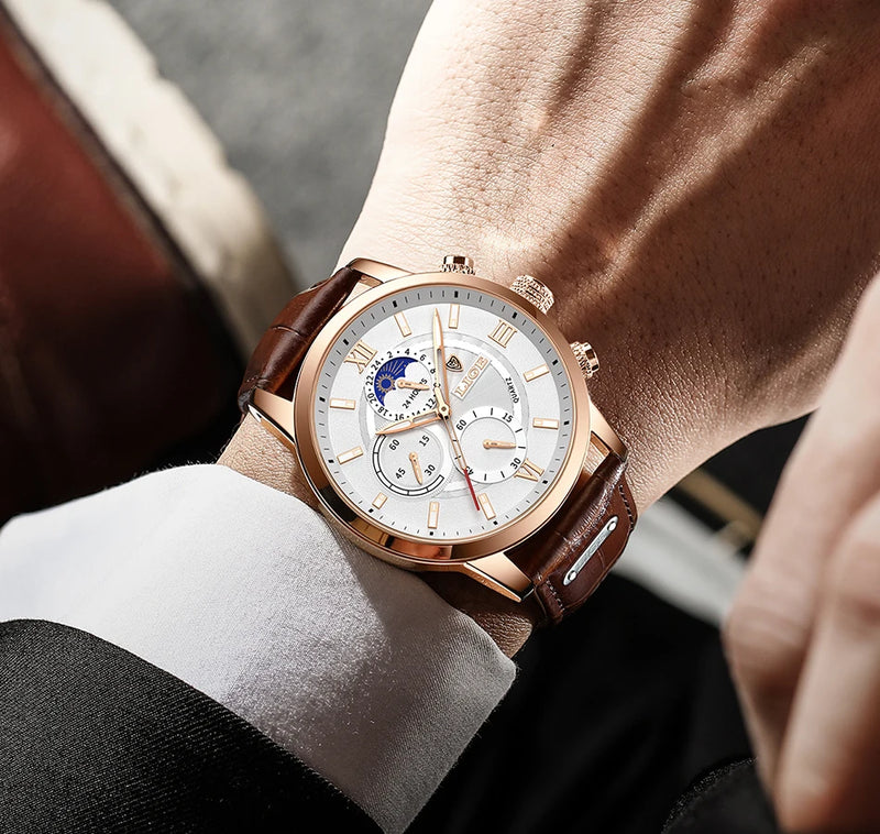 LIGE 2024 Men’s Luxury Watch – Timeless Elegance and Modern Functionality