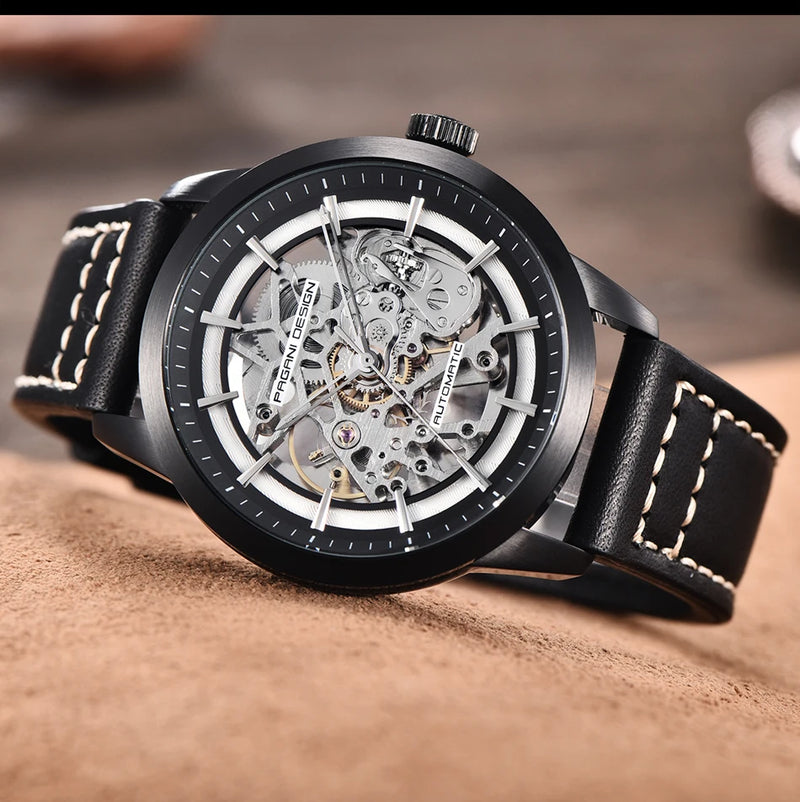 PAGANI DESIGN New Men Luxury Automatic Mechanical Watch Stainless Steel Waterproof Sports Leather Watch Relógio Masculino