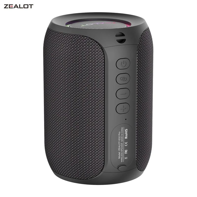 ZEALOT S32PRO Mini Bluetooth Speaker – Portable Wireless Column, HIFI Stereo, Waterproof 15W Sound Box, Ideal for Outdoor Use