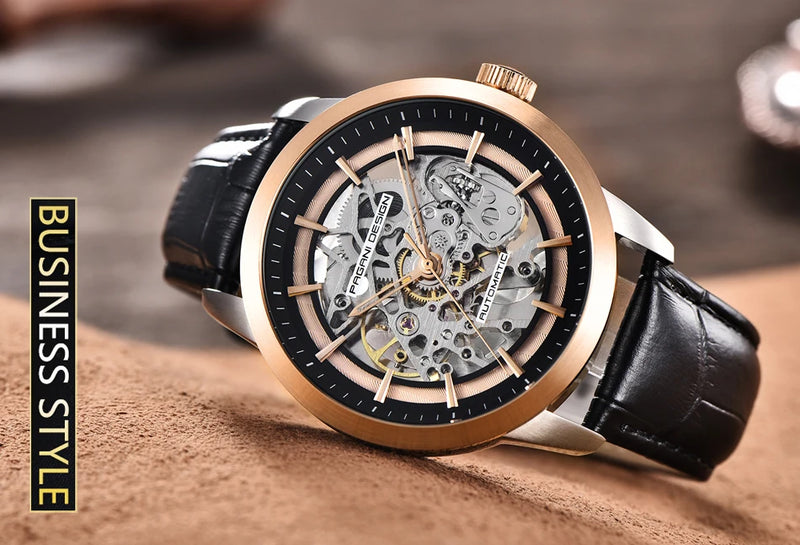 PAGANI DESIGN New Men Luxury Automatic Mechanical Watch Stainless Steel Waterproof Sports Leather Watch Relógio Masculino