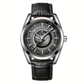 New Men's Luxury Automatic Mechanical Watch – Stainless Steel, Luminous Hands, Waterproof, Sporty Design with Leather Strap