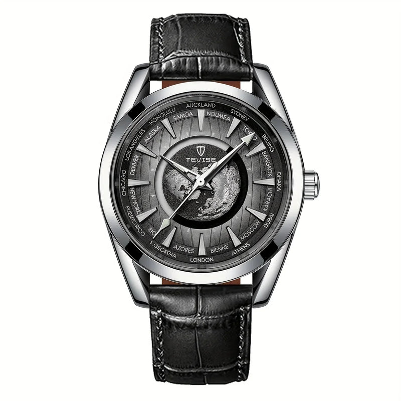 New Men's Luxury Automatic Mechanical Watch – Stainless Steel, Luminous Hands, Waterproof, Sporty Design with Leather Strap