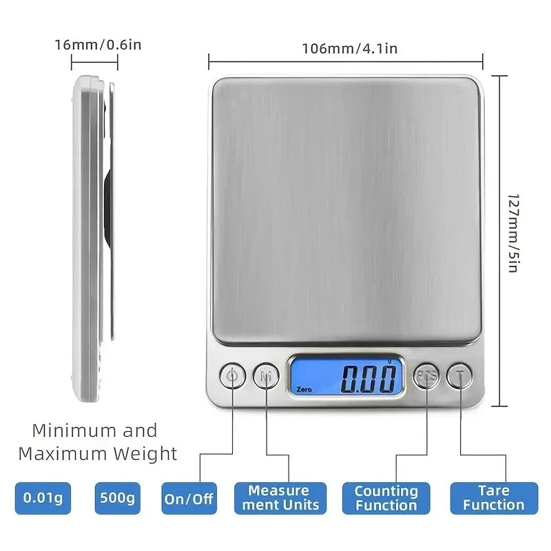 AccuWeight Digital Kitchen Scale Stainless Steel Food Scale with LCD Display for Precise Weighing of Cooking Ingredients Diet