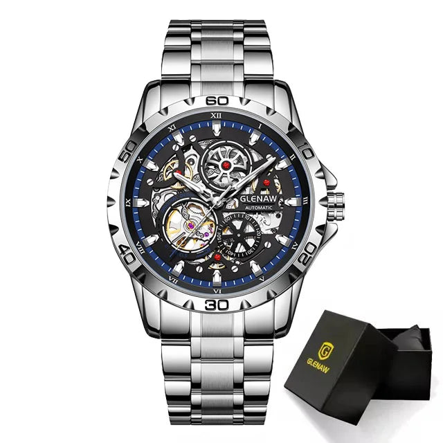 GLENAW Steampunk Skeleton Men's Watch – Luxury Automatic Mechanical