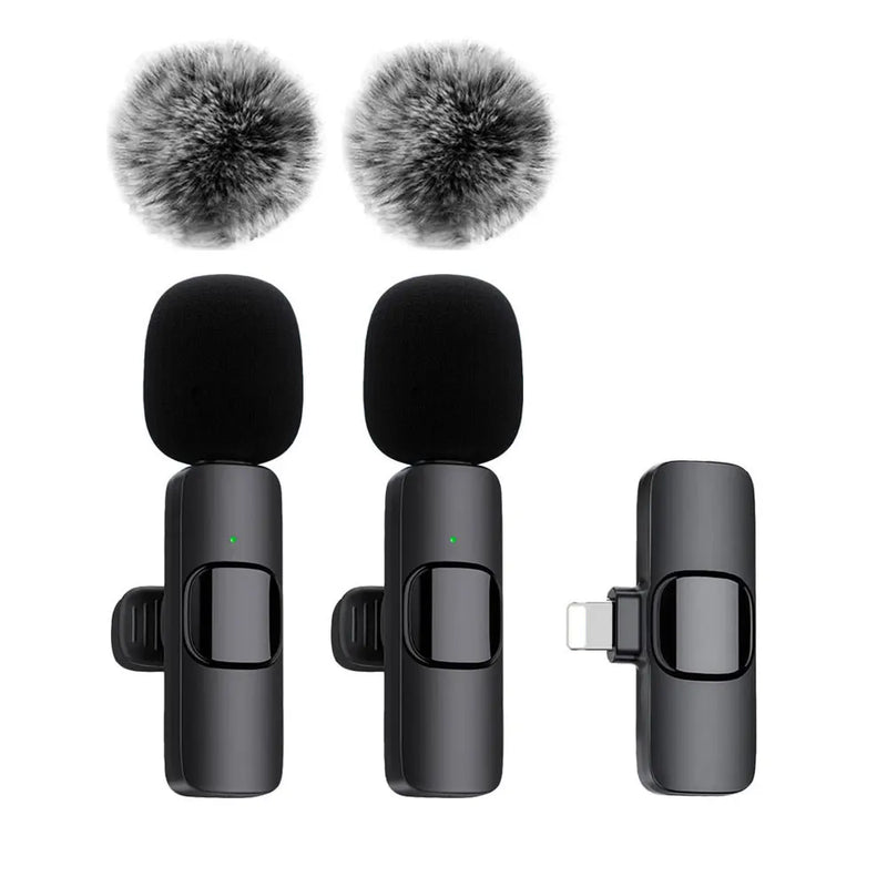 Wireless Lavalier Microphone Audio Video Recording Mini Mic For iPhone, Android, Laptop. Live Gaming, Microphone