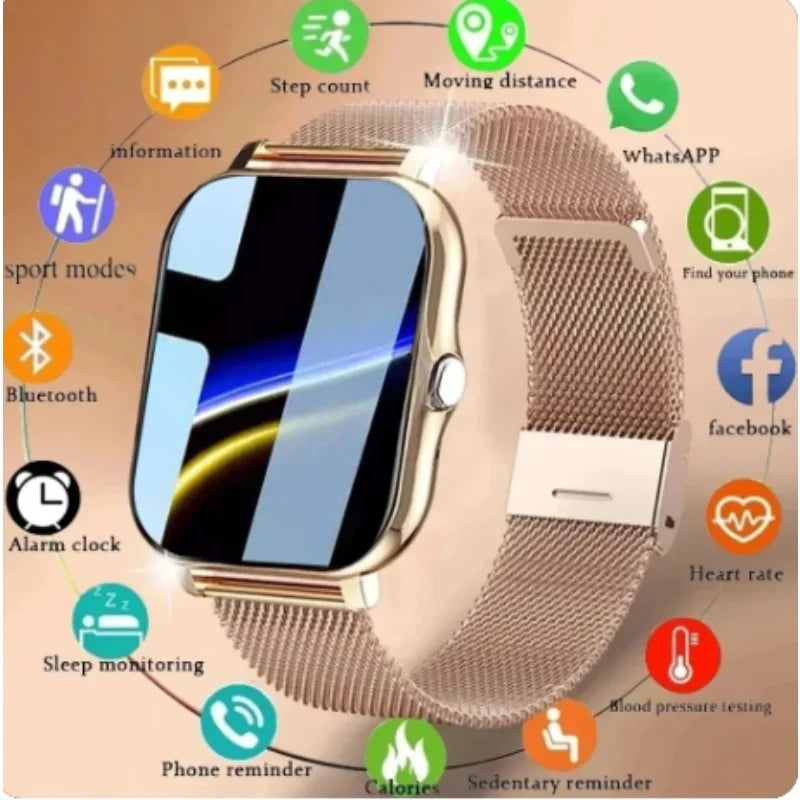 Smart watch for android, phone 1.44 inch color screen full touch bluetooth call smart watch magnetic charging