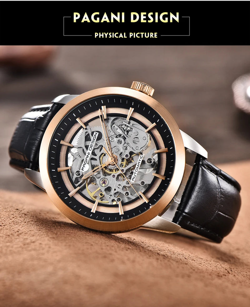 PAGANI DESIGN New Men Luxury Automatic Mechanical Watch Stainless Steel Waterproof Sports Leather Watch Relógio Masculino