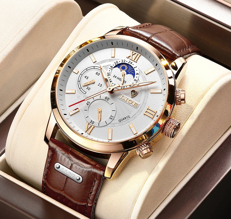 LIGE 2024 Men’s Luxury Watch – Timeless Elegance and Modern Functionality