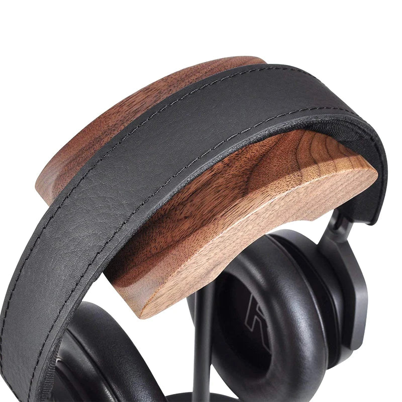 Black Walnut Wood & Aluminum Alloy Headphone Stand Gaming Headset