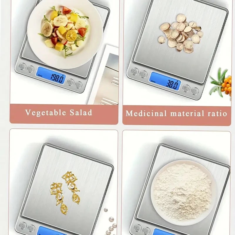 AccuWeight Digital Kitchen Scale Stainless Steel Food Scale with LCD Display for Precise Weighing of Cooking Ingredients Diet