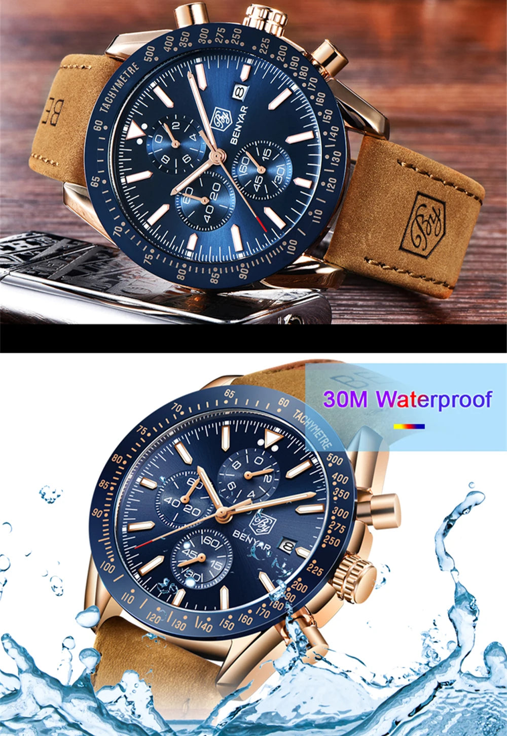 BENYAR Men’s Luxury Sport Quartz Chronograph Watch – Style and Performance Combined