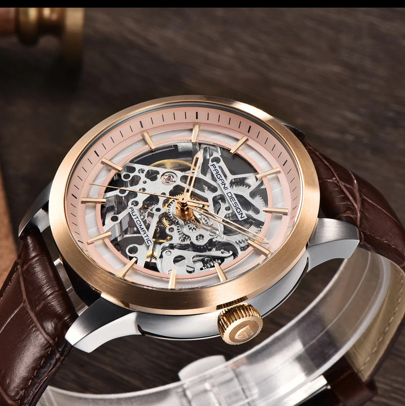 PAGANI DESIGN New Men Luxury Automatic Mechanical Watch Stainless Steel Waterproof Sports Leather Watch Relogio Masculino