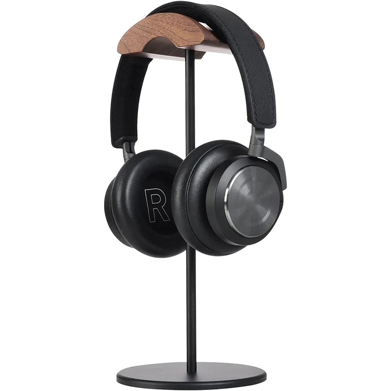 Black Walnut Wood & Aluminum Alloy Headphone Stand Gaming Headset