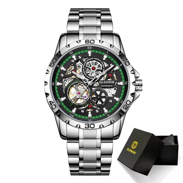 GLENAW Steampunk Skeleton Men's Watch – Luxury Automatic Mechanical