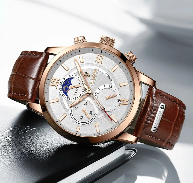 LIGE 2024 Men’s Luxury Watch – Timeless Elegance and Modern Functionality