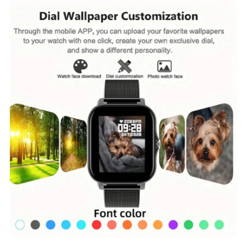 Smart watch for android, phone 1.44 inch color screen full touch bluetooth call smart watch magnetic charging