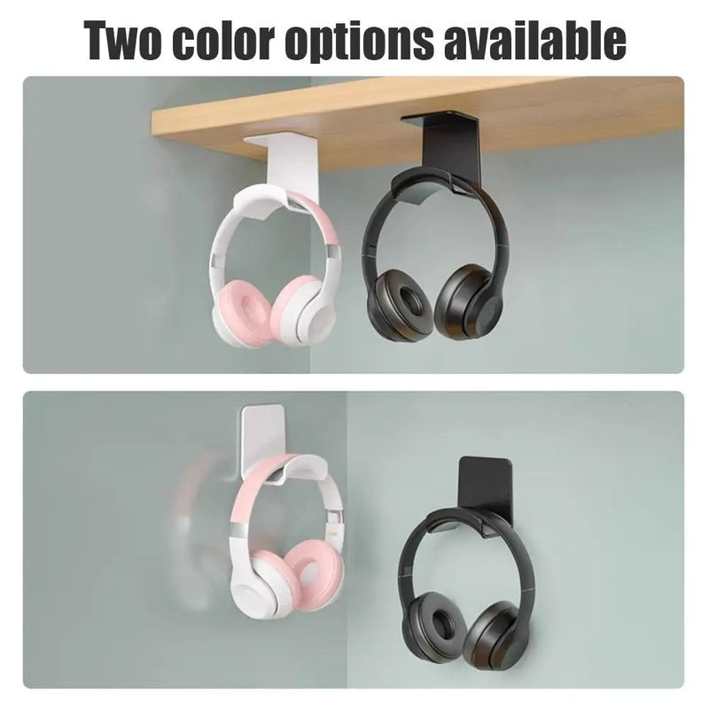 Headphone Stand Adhensive Plastic Wall Mount Hanger Under Desk