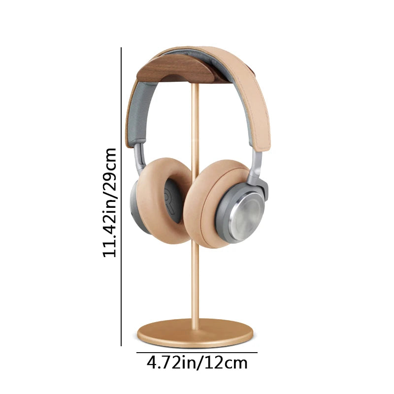 Black Walnut Wood & Aluminum Alloy Headphone Stand Gaming Headset