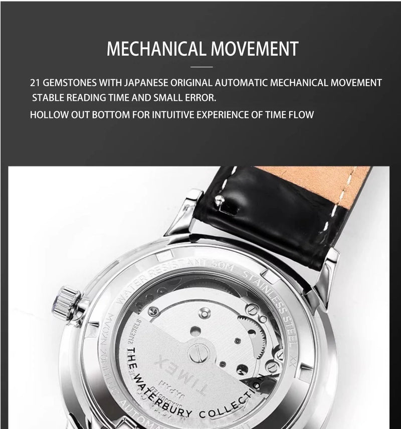 TIMEX Luxury Automatic Watch Automatic Mechanical Watch Male American Stainless Steel Scratch Proof Waterproof Diving Watch