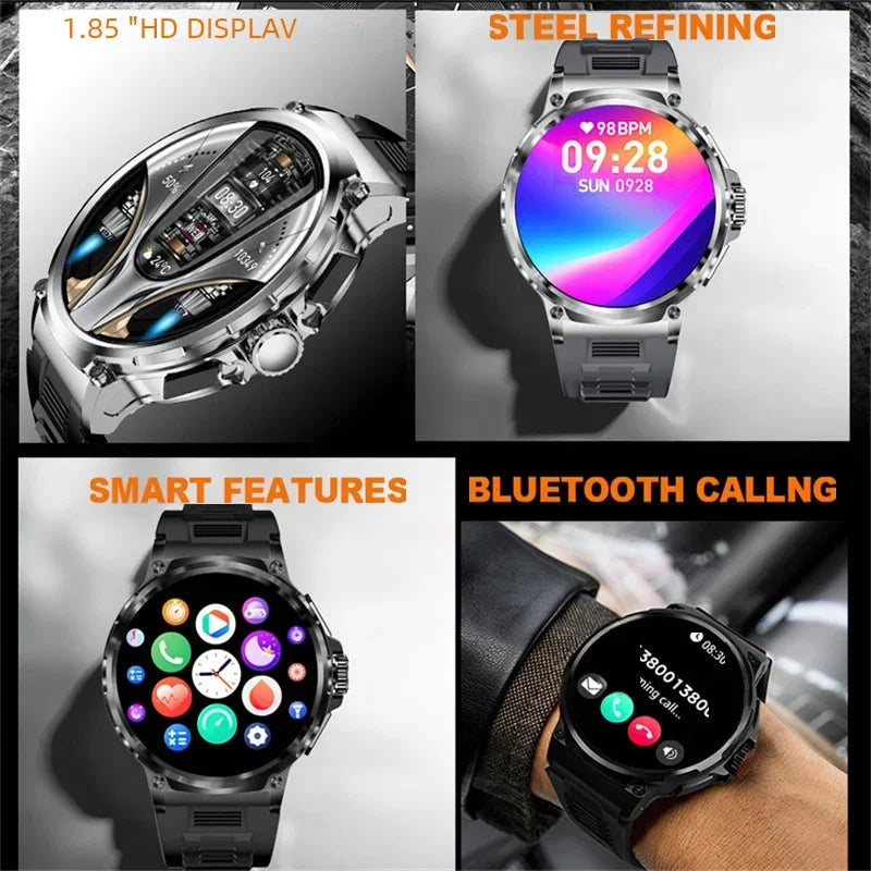 Bluetooth Call Smart Watch Men Sports Fitness Watches  1.85"HD Heart Monitor Waterproof Smartwatch For XIAOMI Android