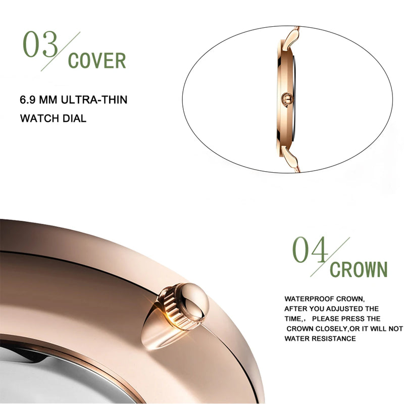 Women’s 36mm Rose Gold Minimalist Watch – Timeless Elegance for Every Occasion