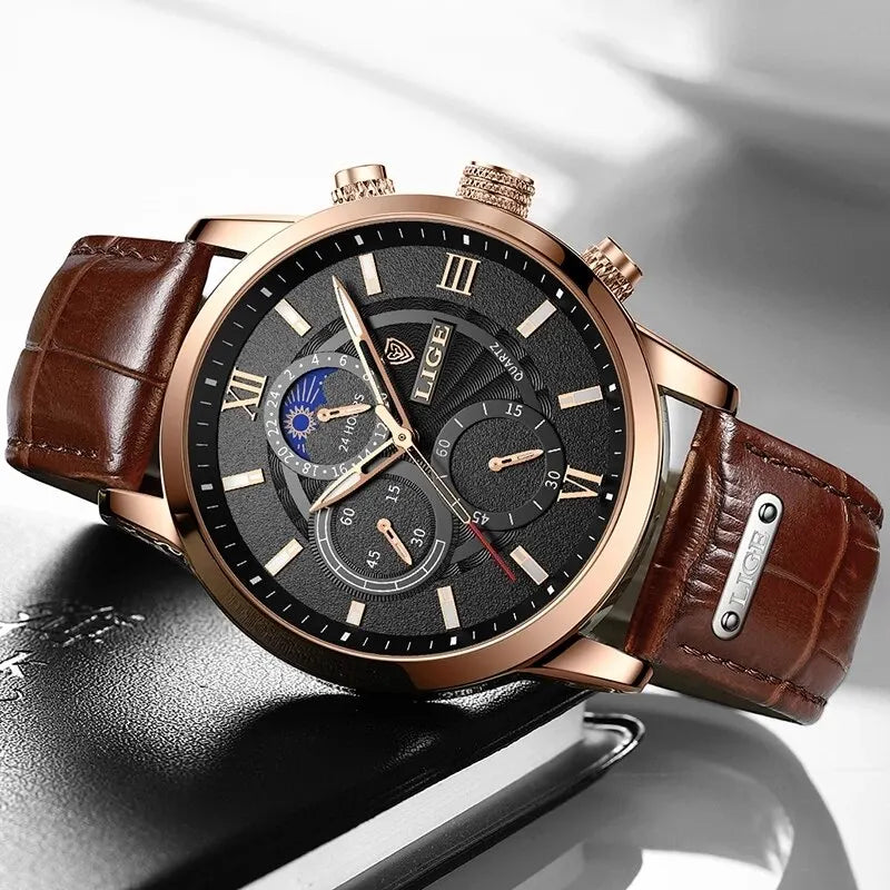 LIGE 2024 Men’s Luxury Watch – Timeless Elegance and Modern Functionality