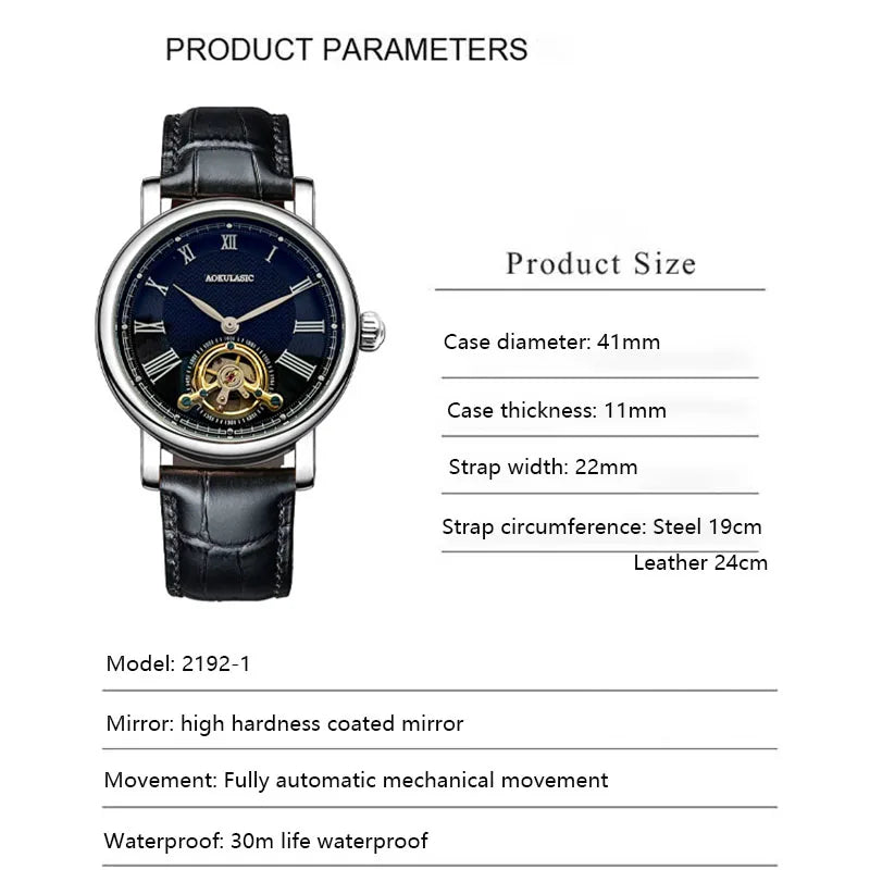 Luxury Men's Mechanical Watch - Automatic Tourbillon, Waterproof, and Sporty Design