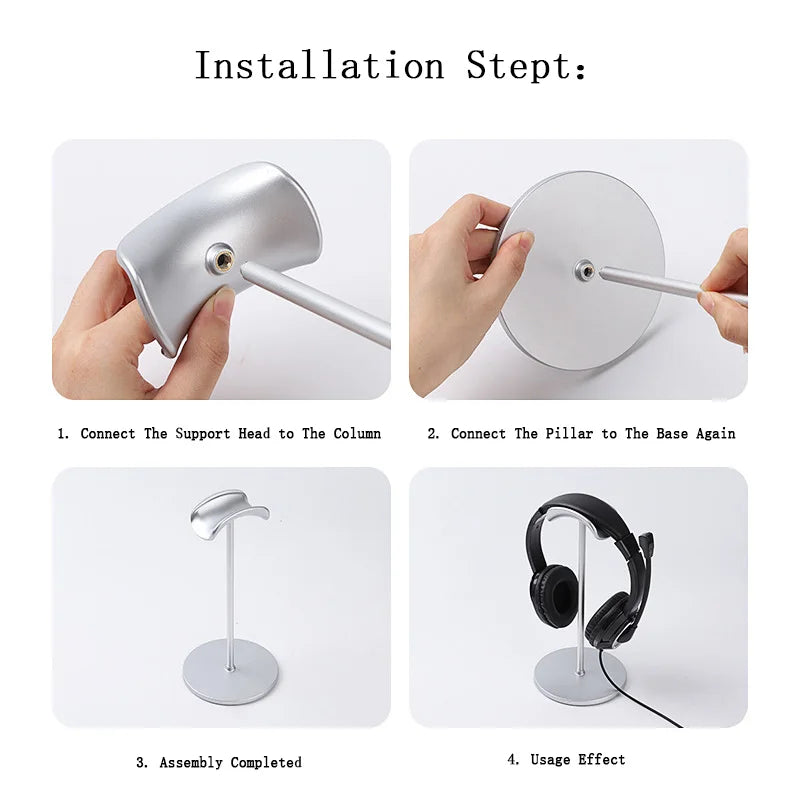 Metal Head - Mounted Headphone Stand Non-Slip Detachable Headset