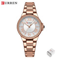 CURREN 9091 Women's Fashion Quartz Watch – Elegant Rose Gold Stainless Steel, Waterproof, Simple Roman Numerals, Casual Ladies' Timepiece